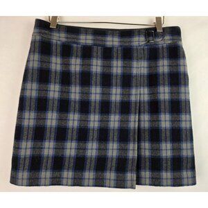 Ann Taylor Loft Women's Skirt Size 10 Blue Plaid Wool Blend Pencil Skirt